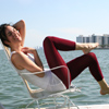 Maroon footless tights.