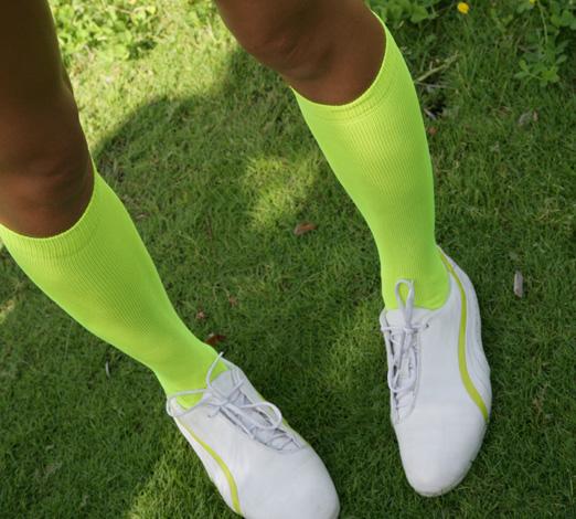 Neon yellow sports socks.