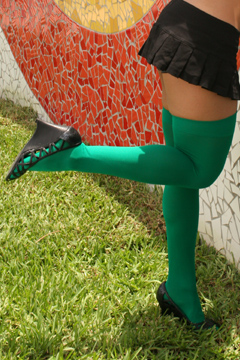 Over the knee socks in emerald green, 51 colors to choose from.