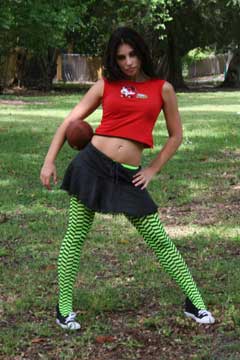 Black and neon green tights.