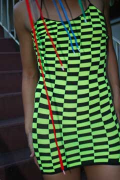 Checkerboard mini dress.