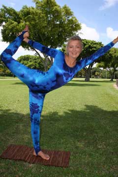 Colorful blue unitards.