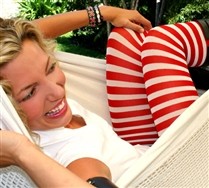 Colored White Striped Tights
