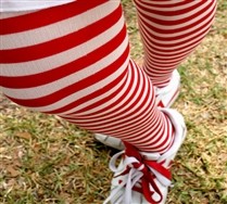 Colorful Plus Sized White Striped Tights