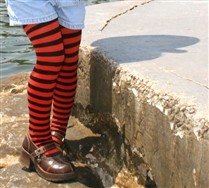 Black Striped Kids Tights