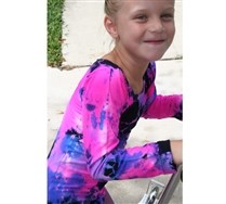Colored Splash Color Long Sleeve Scoop Neck Kids Leotard