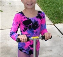Splash Color Long Sleeve Scoop Neck Kids Leotard