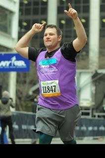 Brenden In We Love Colors Tights Running The NYC Half-Maration 2012 - We Love Colors
