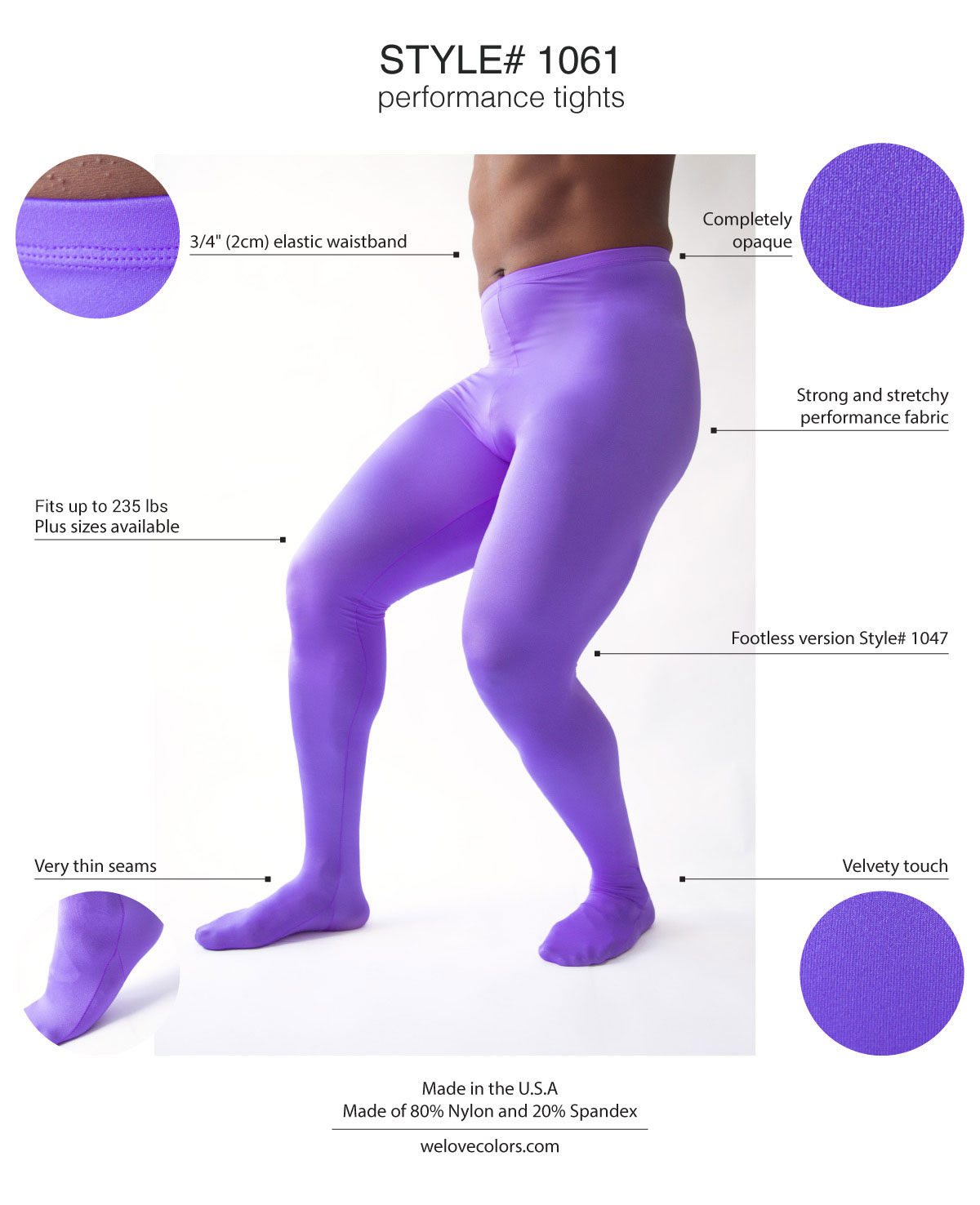 Men Colored Performance Tights Ballet Welovecolors