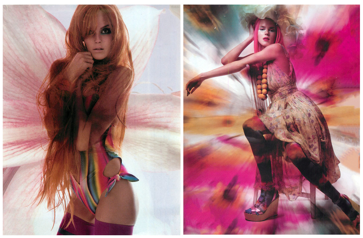 Fashion Editorial Models wearing Splash and Striped Thigh Highs