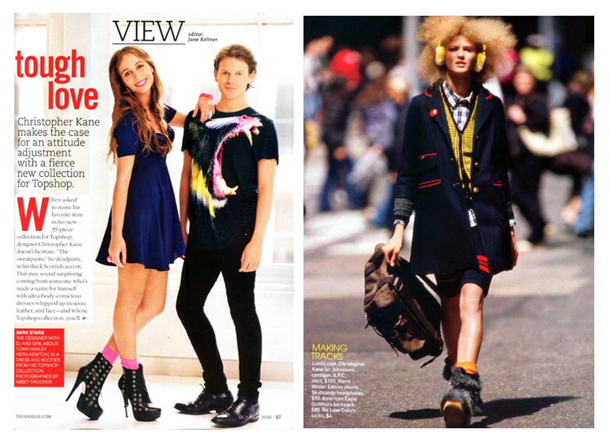 Teen Vogue editorial models wearing Neon Pink and Orange Socks