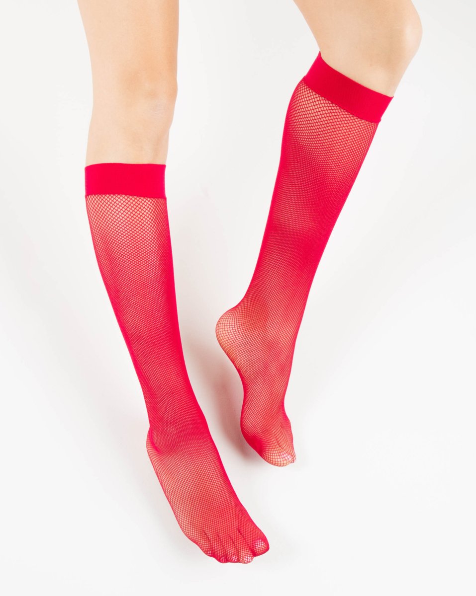 Scarlet Red Fishnet Knee Highs Style# 1431 | We Love Colors