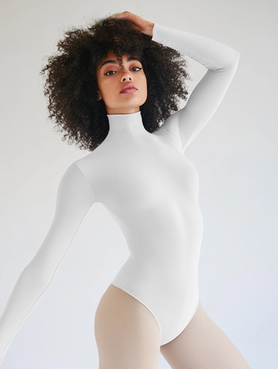 Printed Mock Neck Long Sleeve Bodysuit