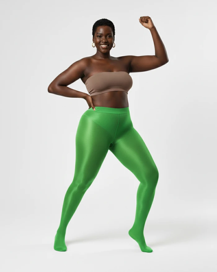 1003 Sheer Oily Glossy Tights Kelly Green Nodefines.Webp