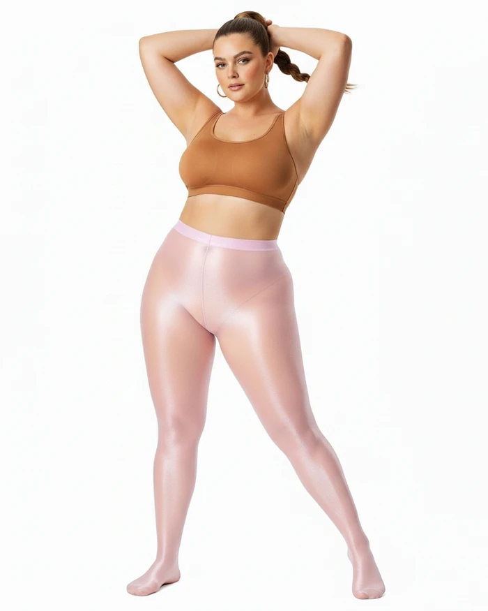 Light Pink 1003 Sheer Oily Glossy Tights Light Pink Nodefines.Webp