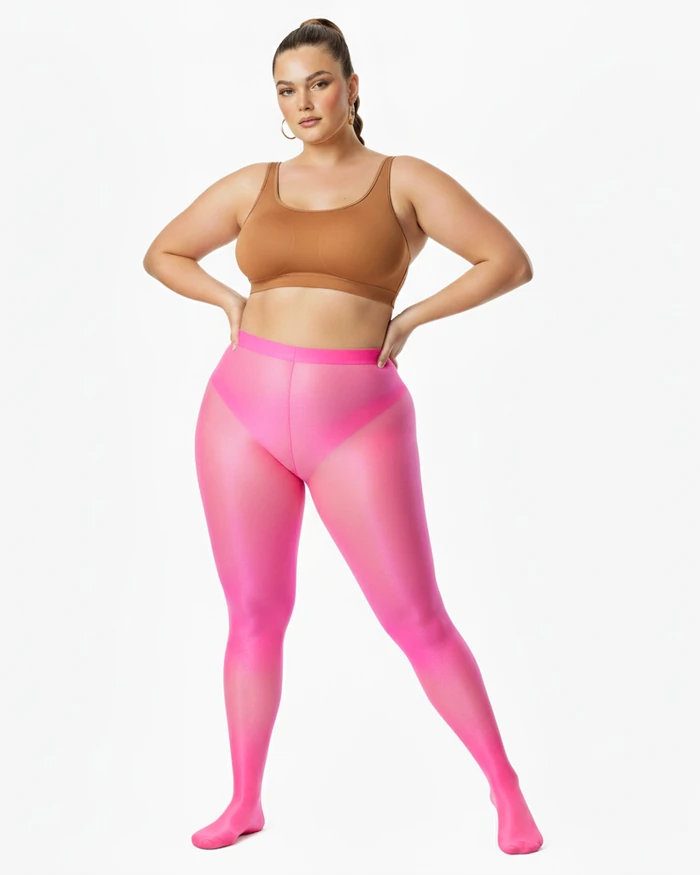 Neon Pink 1003 Sheer Oily Glossy Tights Neon Pink.Webp