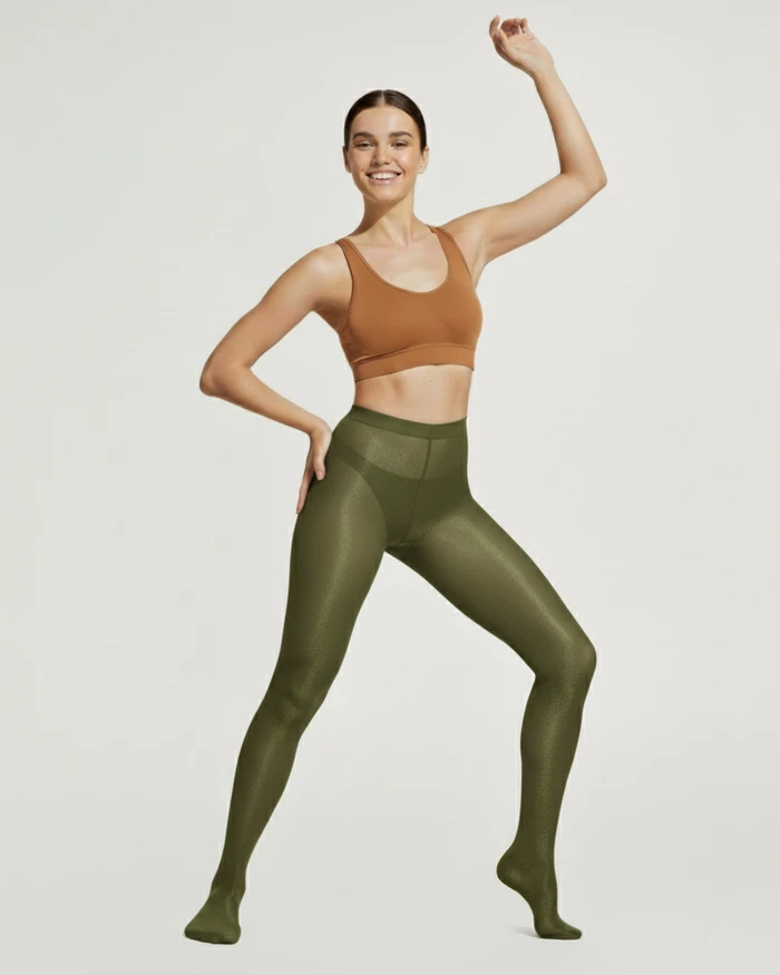 1003 Sheer Oily Glossy Tights Olive Green Nodefines.Webp