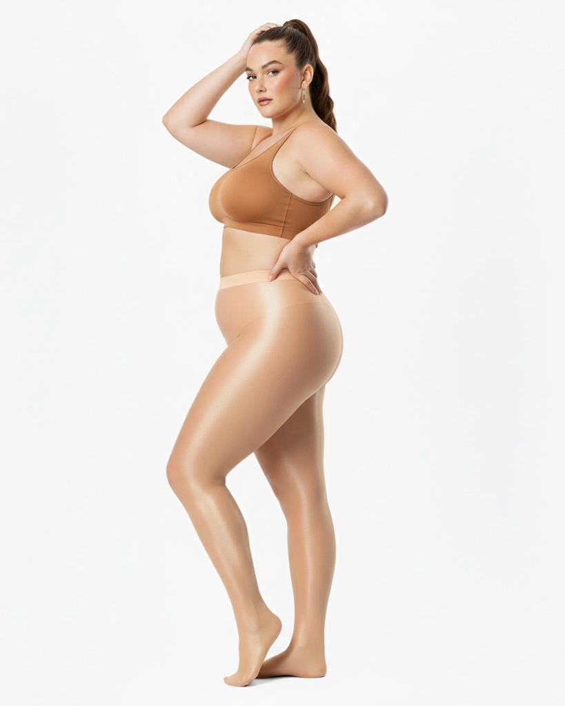 Peach 1003 Sheer Oily Glossy Tights Peach.Webp