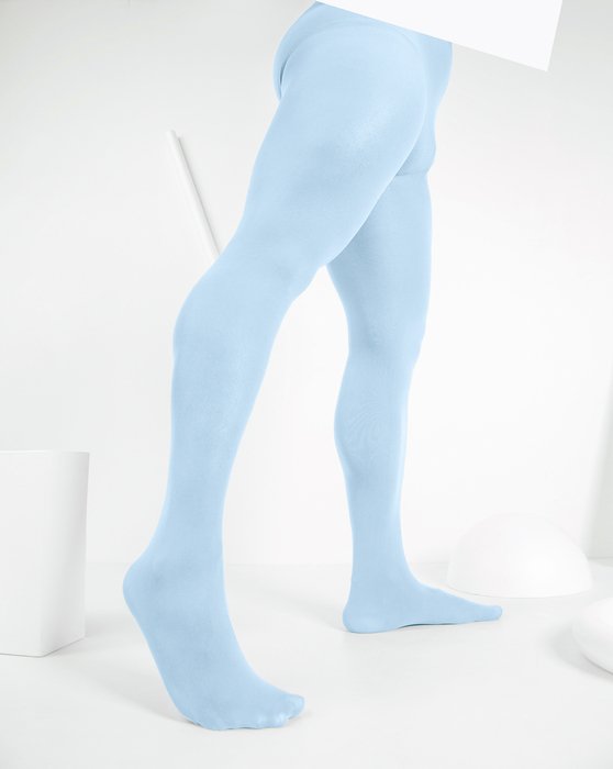 1023 M Baby Blue Solid Color Nylon Spandex Male Opaque Tights