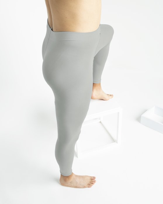 Light Grey Microfiber Ankle Length Footless Tights Style 1025 We