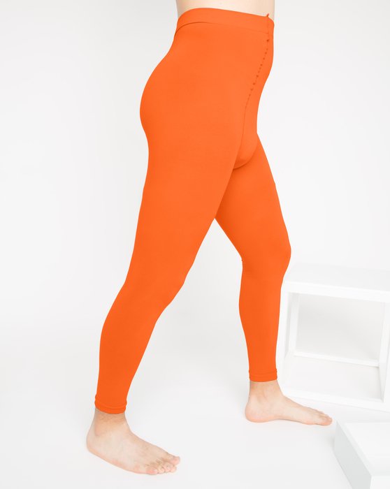 Orange Microfiber Ankle Length Footless Tights Style# 1025