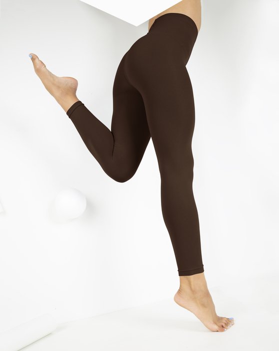 Brown Microfiber Ankle Length Footless Tights Style# 1025 | We Love Colors