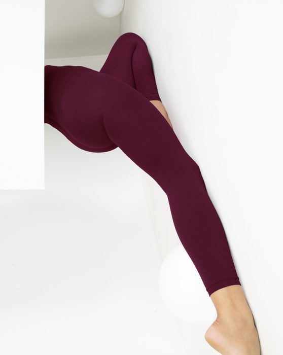 Maroon Microfiber Ankle Length Footless Tights Style# 1025 | We Love Colors