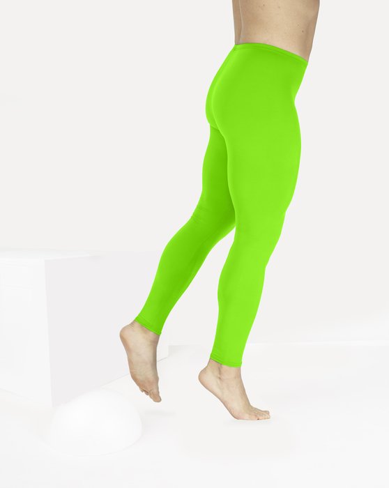 1047 Matte Neon Green M Footless Performance Tights Leggings
