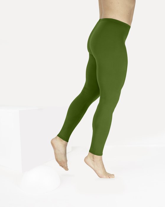 1047 Matte Olive Green M Footless Performance Tights Leggings