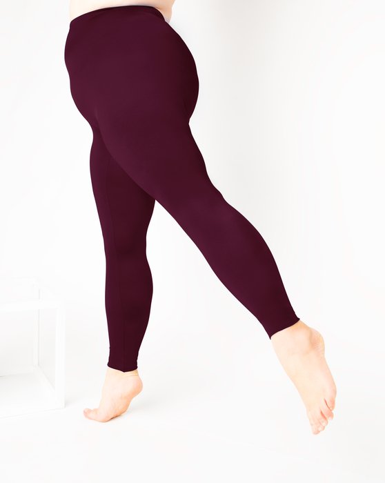 1047 W Maroon Footless Tights Leggings