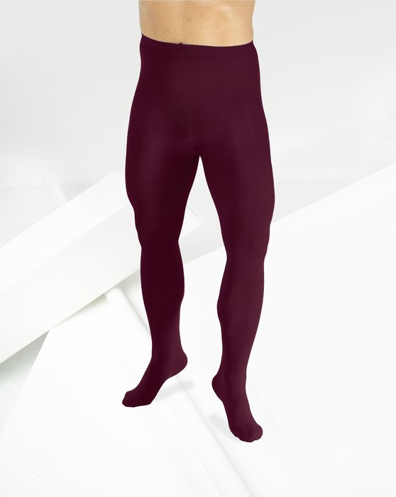 1053 M Maroon Solid Color Opaque Microfiber Male Tights