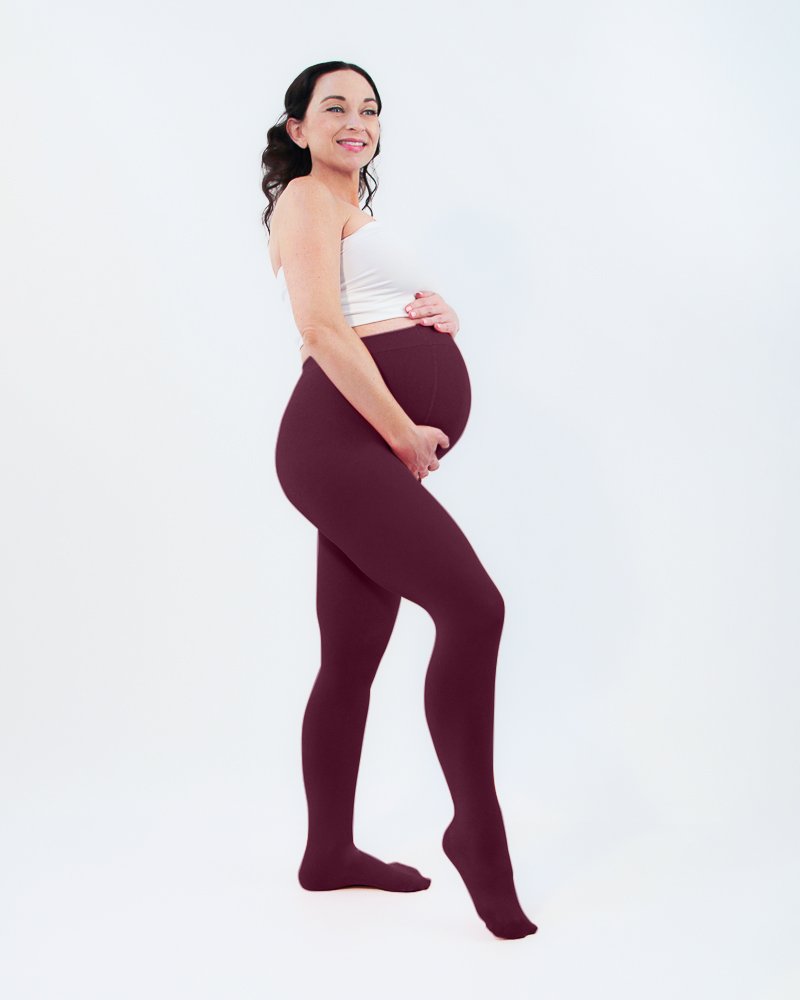 1053 Maternity Pregnancy Friendly Microfiber Maroon Tights