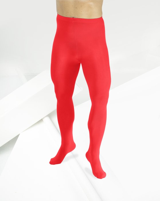 1053 Scarlet Red Solid Color Opaque Microfiber M Tights
