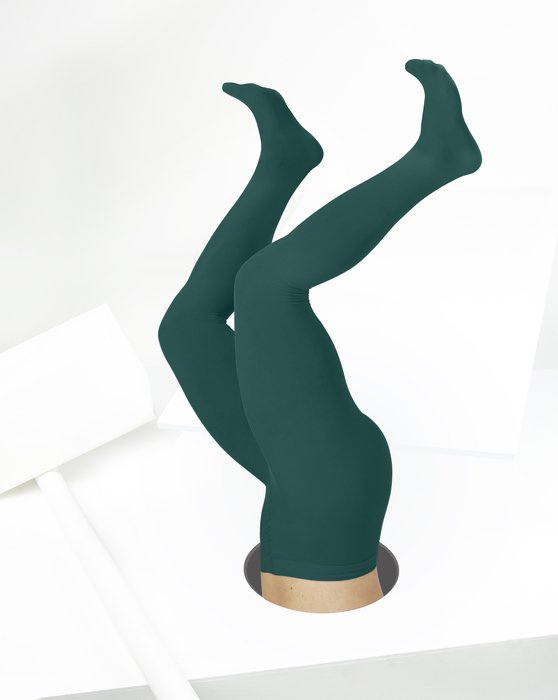 1053 Spruce Green Solid Color Opaque Microfiber M Tights