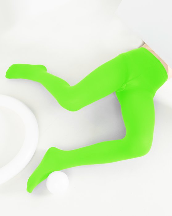 1075 Neon Greensoft Opaque Kids Microfiber Tights