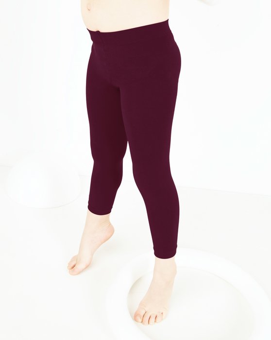 1077 Maroon Kids Footless Tights