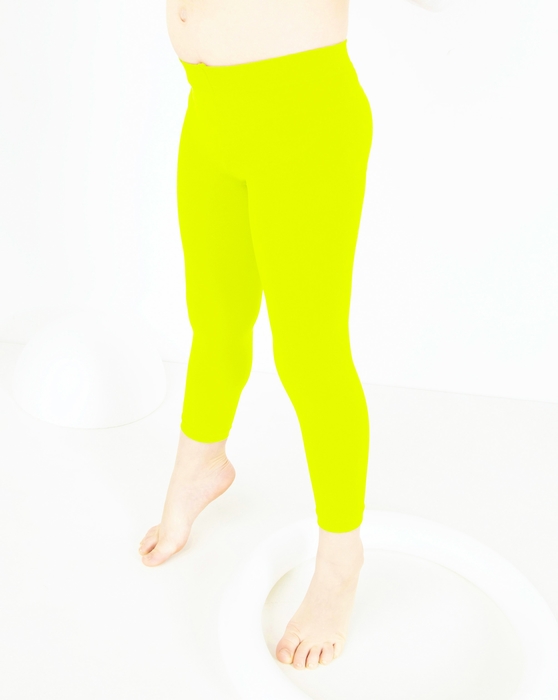 1077 Neon Yellow Kids Footless Tights