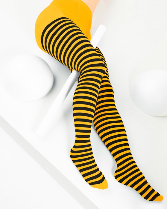 Gold Black Striped Tights Style# 1202 | We Love Colors