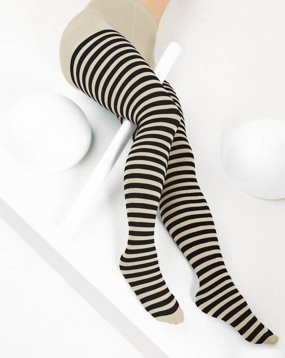 Hunter Green Black Striped Tights Style# 1202 | We Love Colors