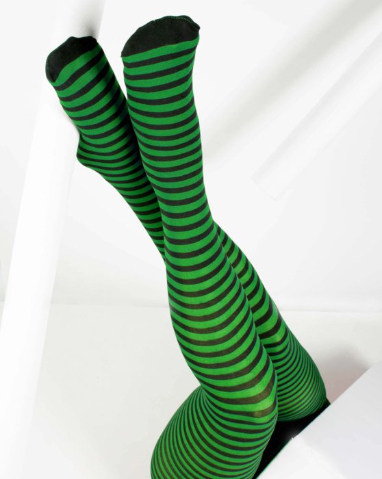 Neon Green Black Striped Tights Style# 1202 | We Love Colors