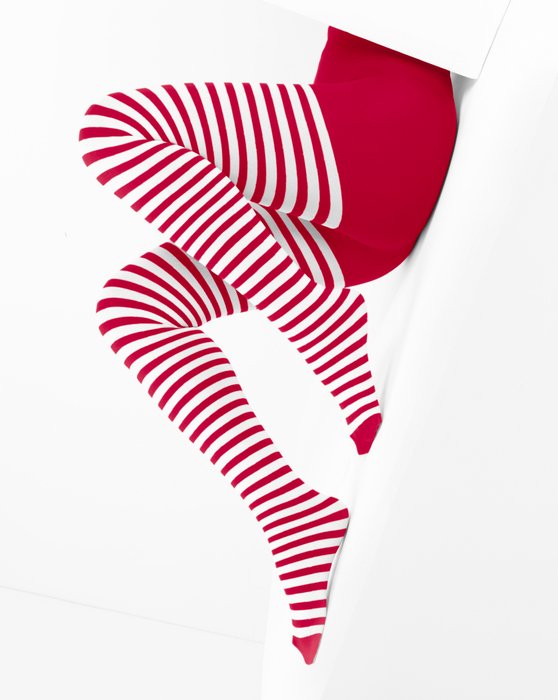 1203 Red White Striped Tights