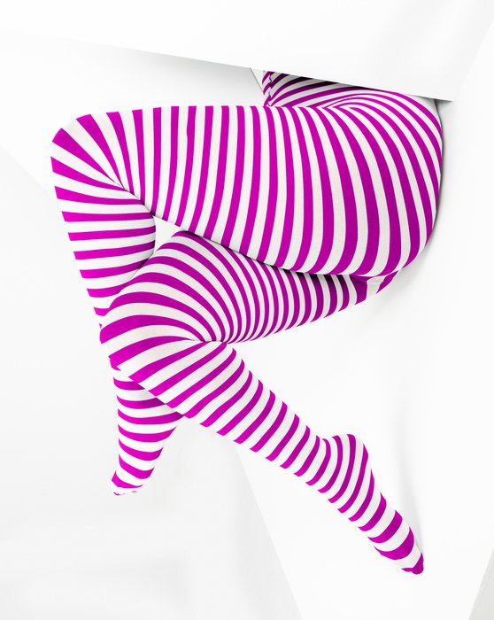 Magenta White Plus Sized Striped Tights Style# 1204 | We Love Colors