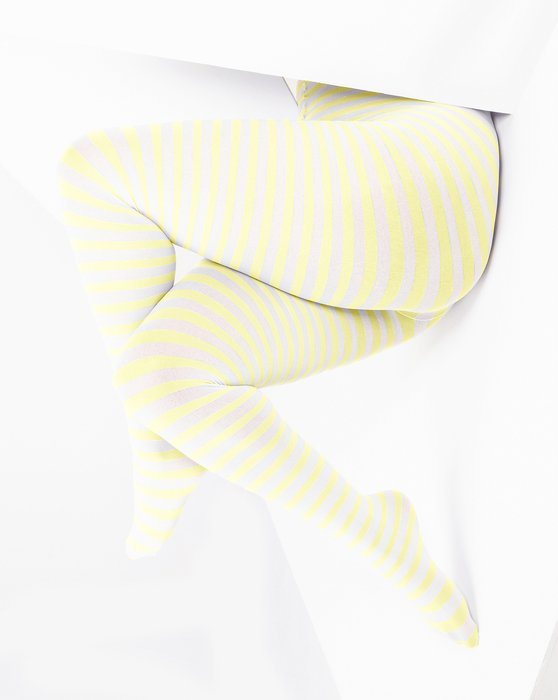 Maize White Plus Sized Striped Tights Style# 1204 | We Love Colors