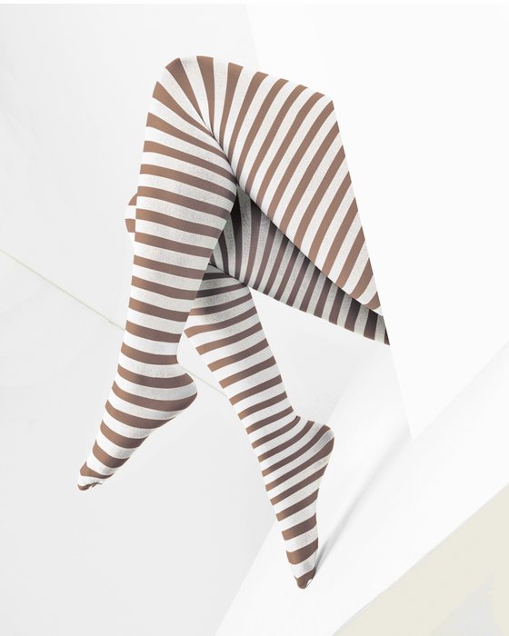 Mocha 1204 Plus White Striped White Stripes Mocha Tights