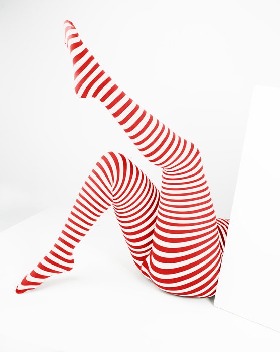 Red White Plus Sized Striped Tights Style# 1204 | We Love Colors