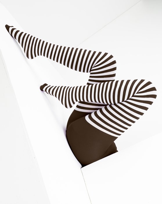 Brown White Striped Tights Style# 1204