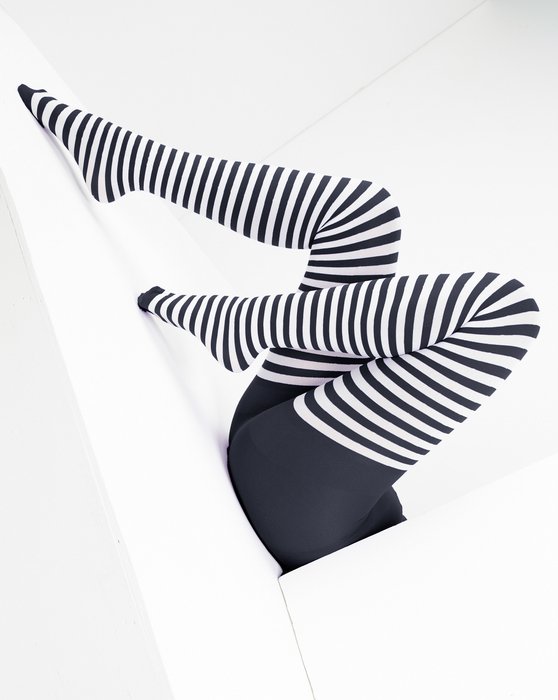 1204 W White Striped Charcoal White Stripesl Tights