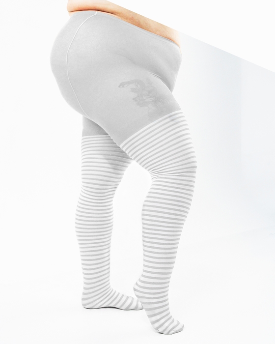 Light Grey 1204 White Stripes Light Grey Tights