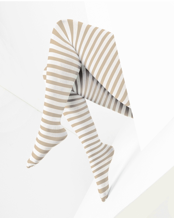 Light Tan White Striped Tights Style# 1204 | We Love Colors