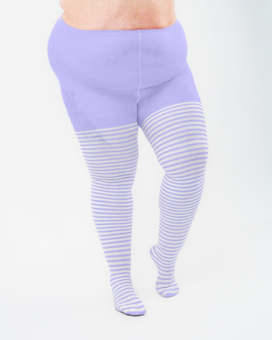 Lilac White Striped Tights Style# 1204 | We Love Colors